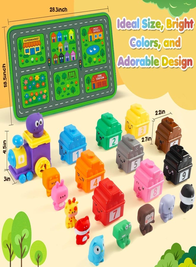 URMYWO Learning Toys for 1 2 3 Years Old Boy Girl, Toddler Montessori Toys, Train Set with 10 Finger Puppets & Play Mat, Counting, Matching & Sorting, Gifts for Kid Toddler Christmas Stocking Stuffers - Image 2